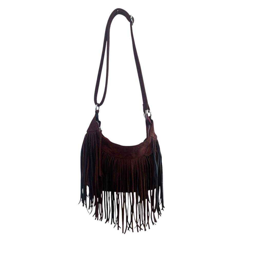 BOHEMIAN BOHO WESTERN FRNGE FAUX SUEDE ADJUSTABLE STRAP CROSSBODY BAG PURSE